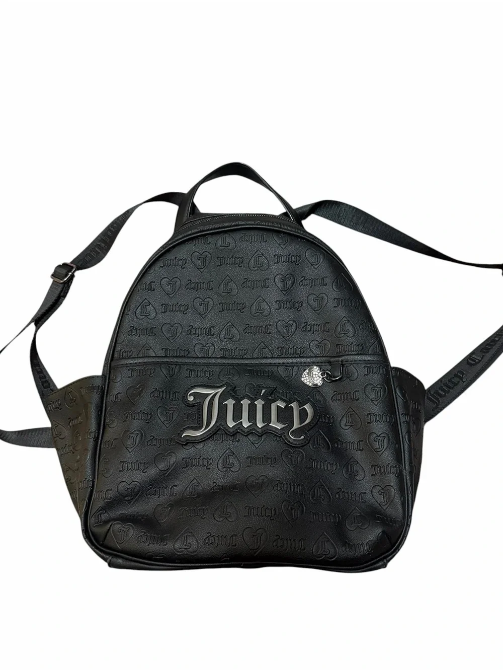 Juicy Couture Black Embossed Logo Mini Backpack Y2K McBling ✨